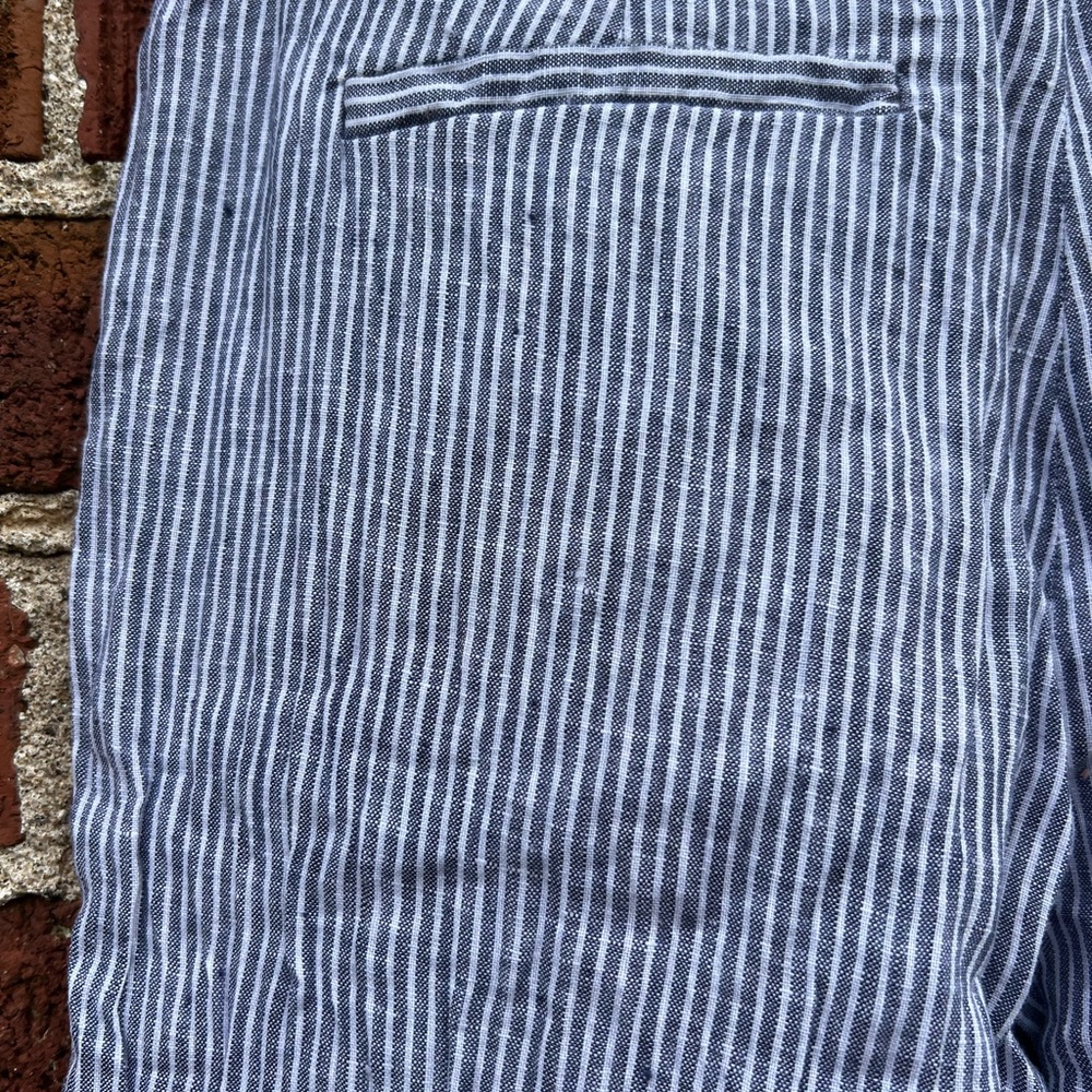 Banana Republic Navy White Striped Martin Fit Pants 100% Linen size 4 Nautical - Picture 6 of 7